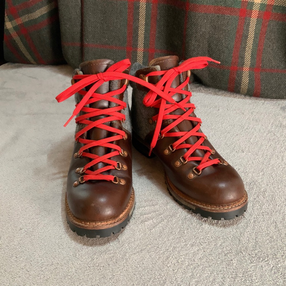 Woolrich Road Point Brown Leather GreyWool Hiking Boot WW5275-248.8.5 Womens 8.5